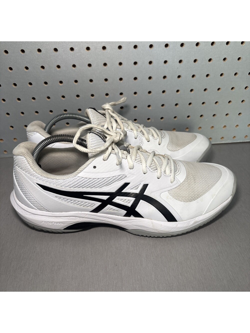Asics Game FF Tennis Shoes Mens Sz 10.5 White Black Sneakers Athletic Lace-Up